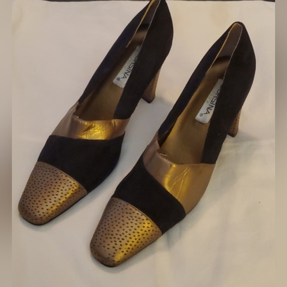 Vintage Corsina Flex "Lucille" Women's Block Heel Pumps Shoes Size 9B - Picture 2 of 10